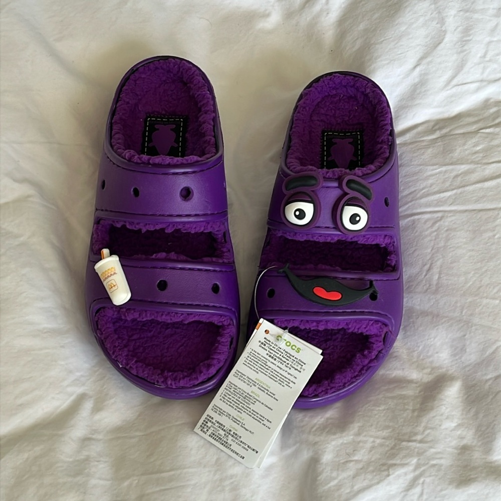 NWT Grimace Crocs Slides size 7 W